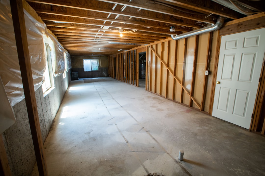 Open basement area requiring cleanup after water intrusion